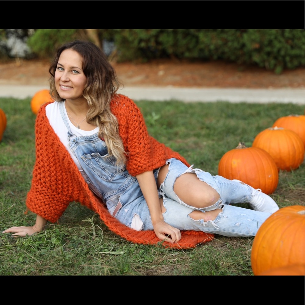 Orange knitted coat